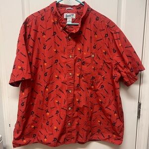 Duluth Men’s Shirt 2XL Untuckit Relaxed Fit Short Sleeve Burnt Orange BBQ Grill
